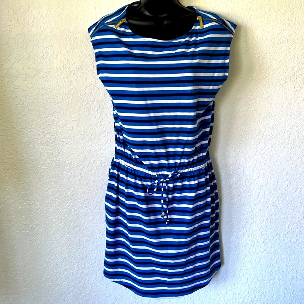 MICHAEL KORS Mini Dress SM Grecian Blue NEW Stripes Nautical Coastal Parisian
